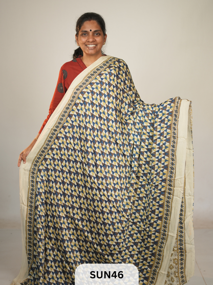 MODAL SILK WITH AJRAKH HANDBLOCK PRINT SAREE