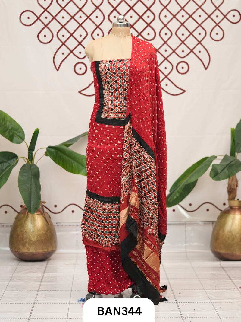 Modal Bandhini 3pcs Salwar Suit With Lagdi Patta Dupatta