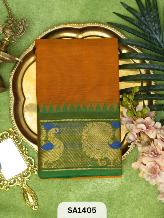 CHETTINAD COTTON SAREE | PEACOCK BORDER