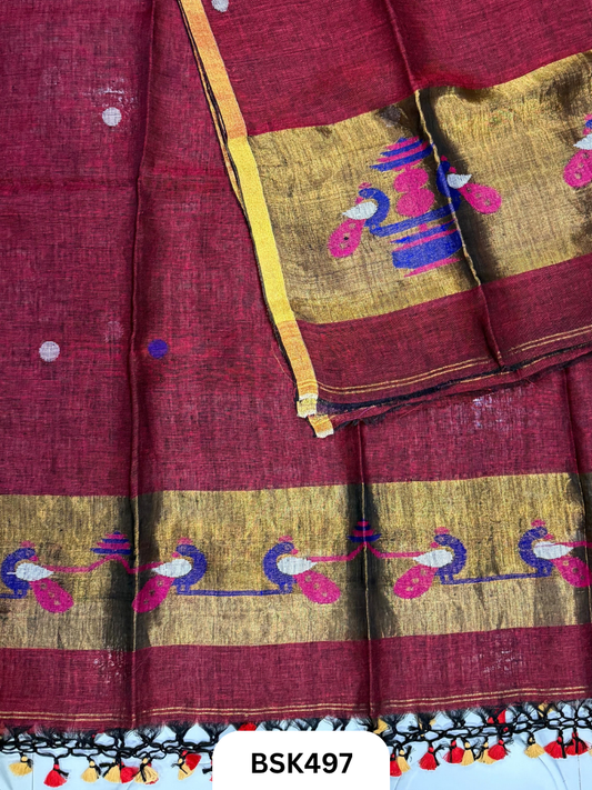 Pure Jayashree Linen By Linen Paithani - Top 2.6& Duppatta