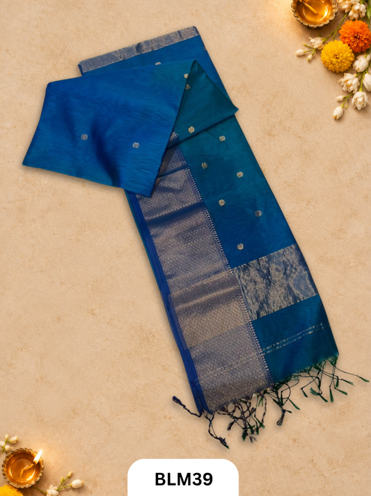 Pure handloom Maheshwari Big Small Butidaar shaded colours saree