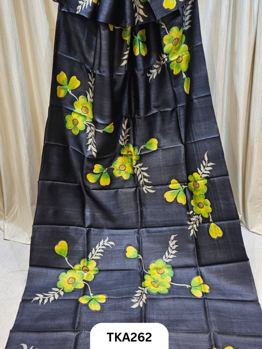 PURE HANDOWEN TUSSAR HAND PAINTED SAREE