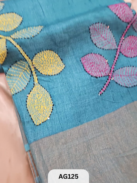PURE TUSSAR WITH KANTHA EMBROIDERY