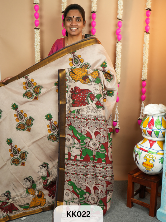 Kalamkari Chenuri Silk saree