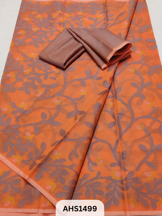 Soft Kota Cotton Jamdani Work Saree with Blouse