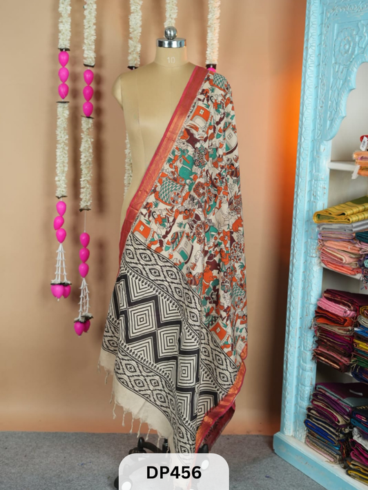 Chennuri silk dupatta with Nissam Mangalgiri border dupatta