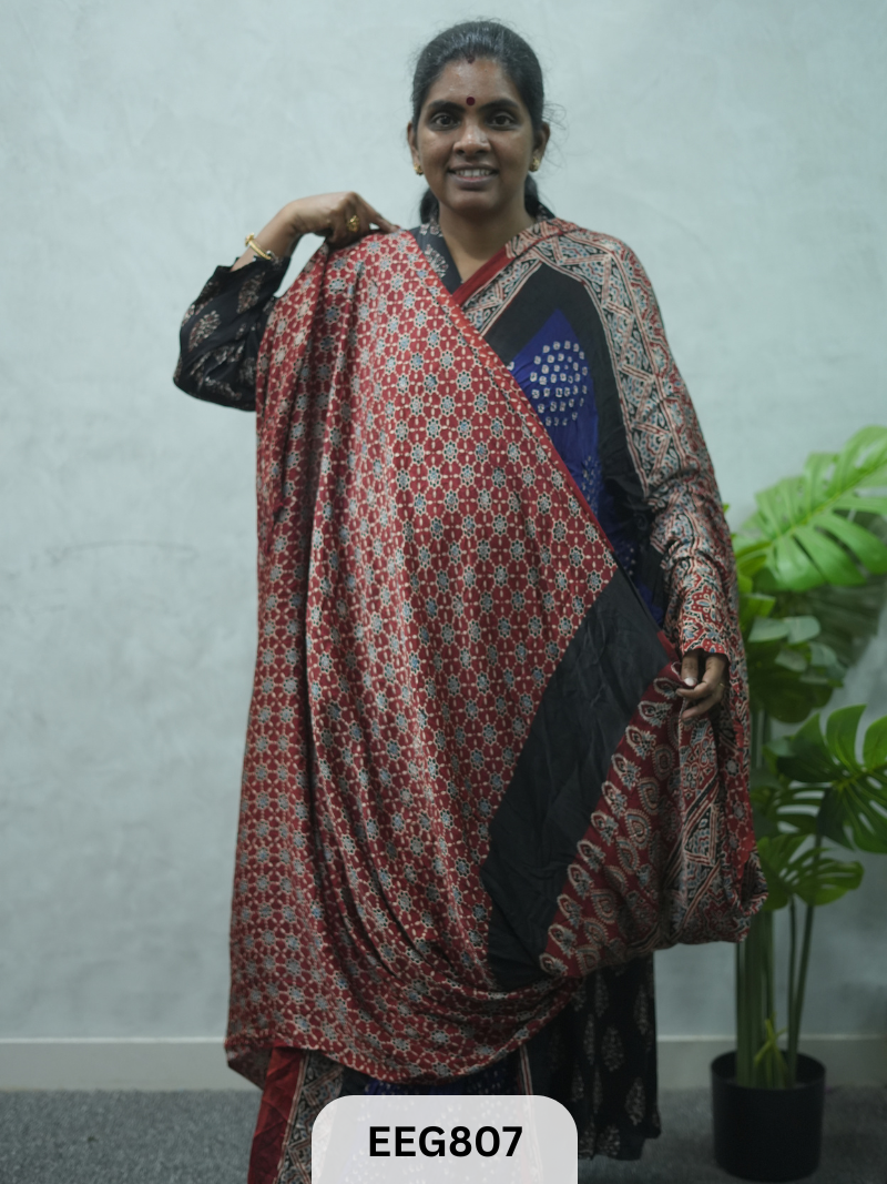 MODAL AJRAKH BANDHEJ SAREE