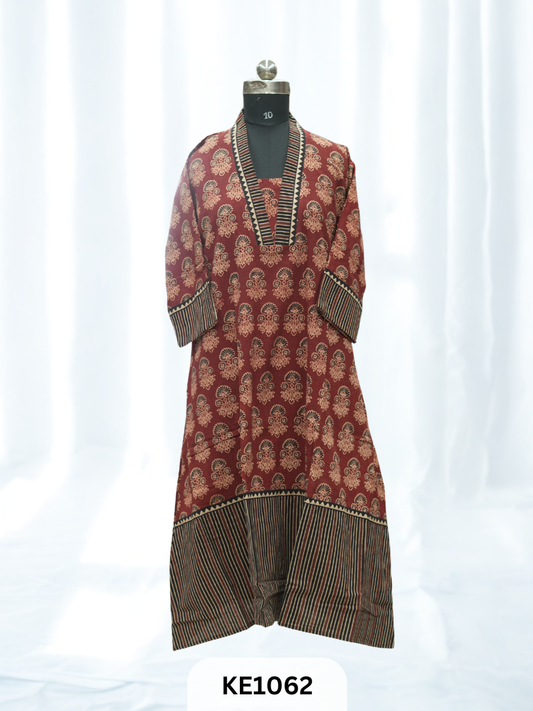 PURE VEGETABLE  PRINT COTTON KURTI - A Line