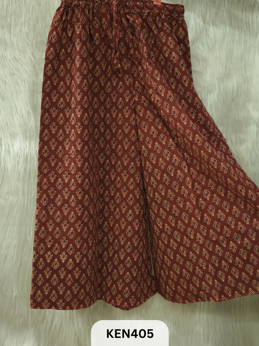 PLAZO HANDBLOCK PANT-FREE SIZE(22 to 40 INCH)