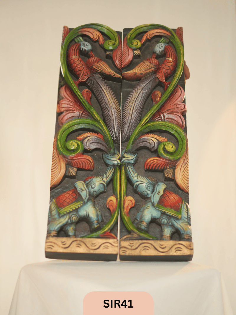 WOODEN ELEPHANT WALL PANEL DECOR - Height 24" INCH, WIDTH 6"INCH