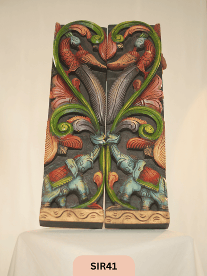 WOODEN ELEPHANT WALL PANEL DECOR - Height 24" INCH, WIDTH 6"INCH