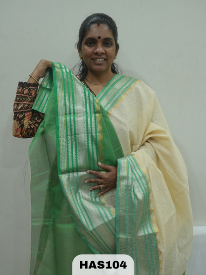 BANARAS COTTON TEMPLE BORDER SAREE