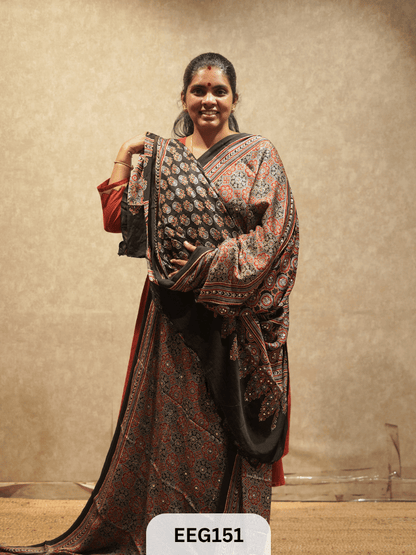 AJRAKH MODAL SAREE WITH MIRROR