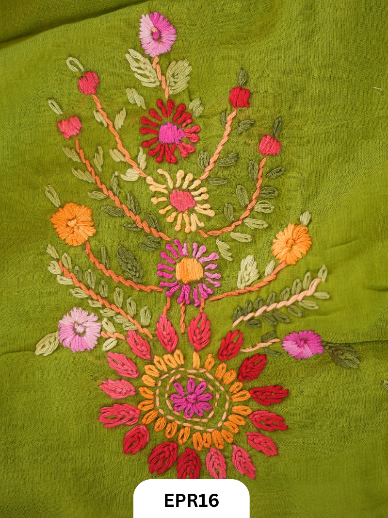 Mul Cotton Tie & Die With Bullion Stitch Saree