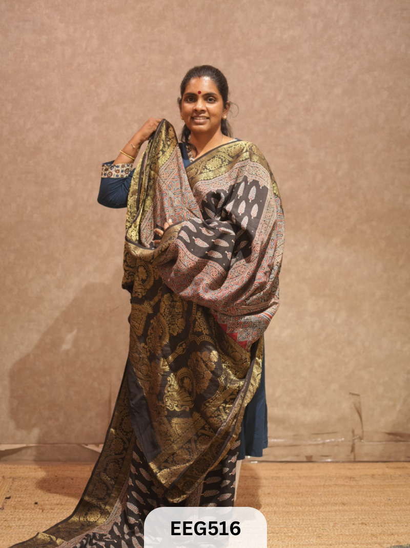 AJRAKH DOLA SILK SAREE