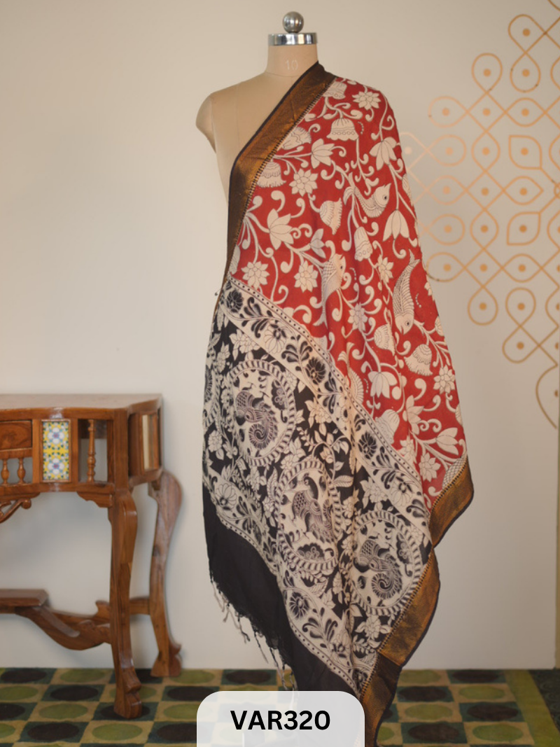 KALAMKARI CHENNURI SILK DUPPATTA