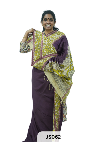 KALAMKARI X MANGALAGIRI FUSION SAREE -  DOUBLE BORDER