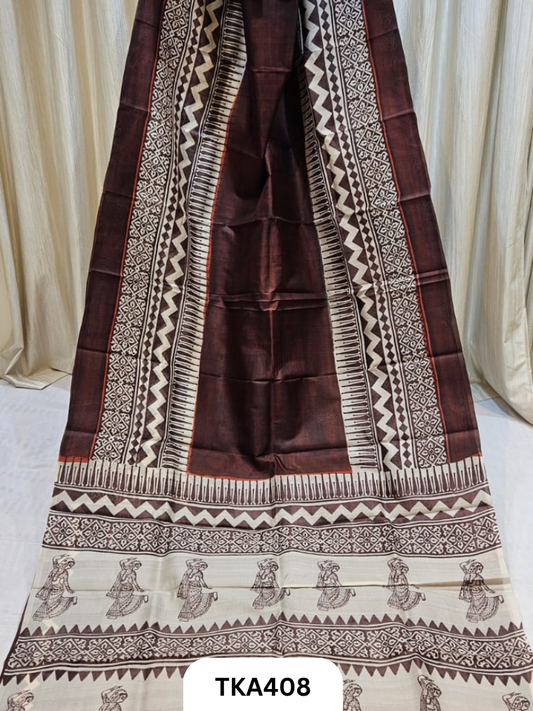 Murshidabad Silk Hand Painted Saree