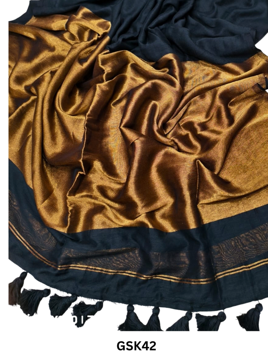 Plain Modal Tissue Saree With Blouse piece