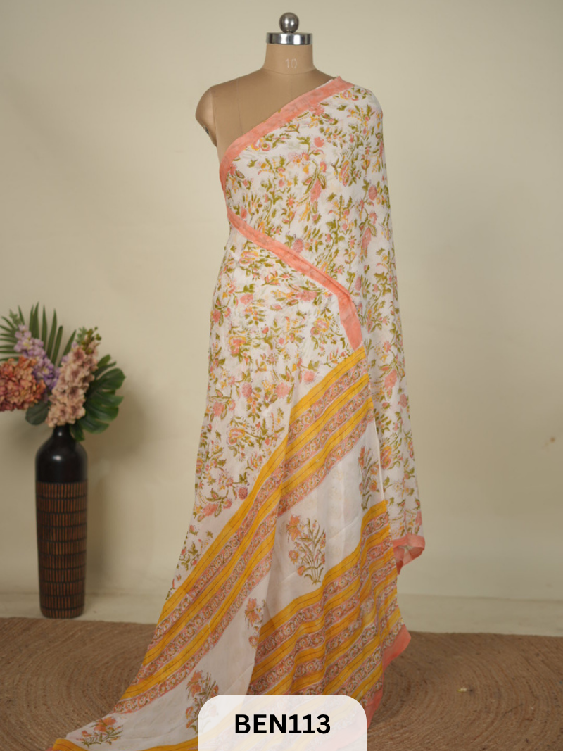 CHIFFON GEORGETTE SANGANER HANDBLOCK