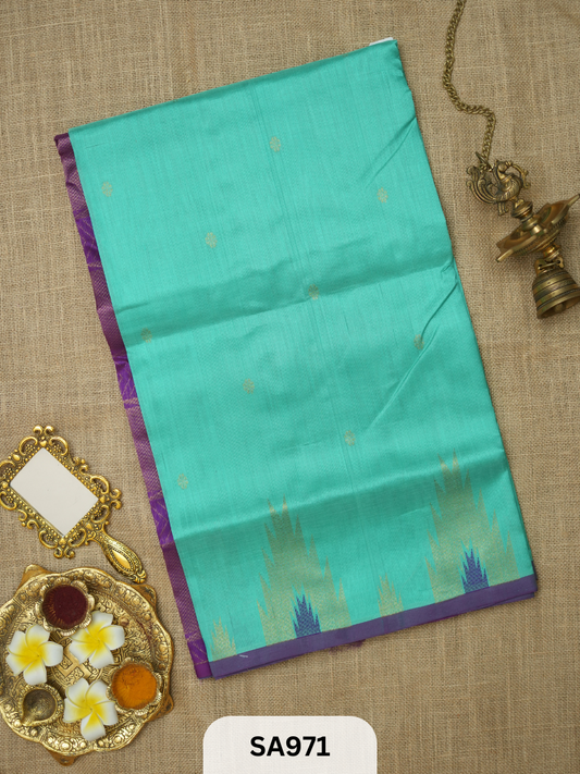 PURE HANDLOOM SILK COTTON SAREE | TEMPLE BORDER