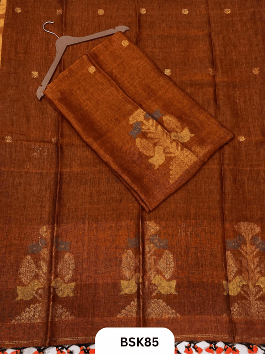 Pure Handloom Linen Salwar Suit with Jamdani and Meenakari weave  Top 2.7 mtr  Duppata Rs 2.5mtr