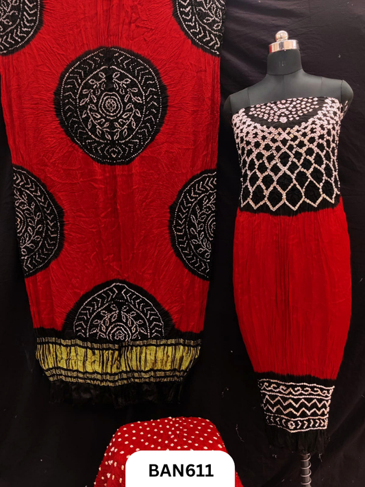 Semi Gaji Silk 3 Pcs Double Color Suit