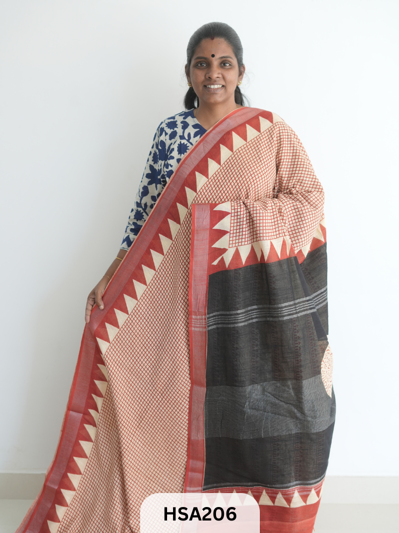 LENIN COTTON HANDBLOCK PRINTED SAREE