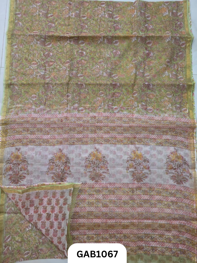 Bagru Handblock Print Kota Doria Saree