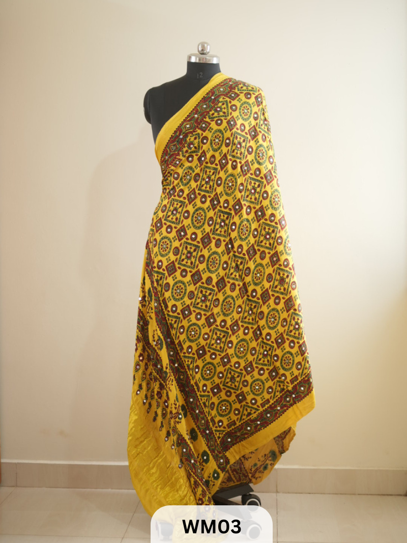 MODAL SILK WITH GLUED MIRROR LAGDI PATTA DUPPATTA