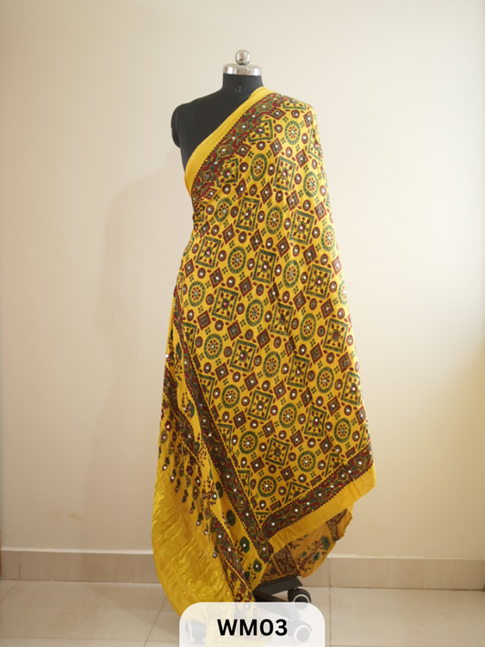 MODAL SILK WITH GLUED MIRROR LAGDI PATTA DUPPATTA