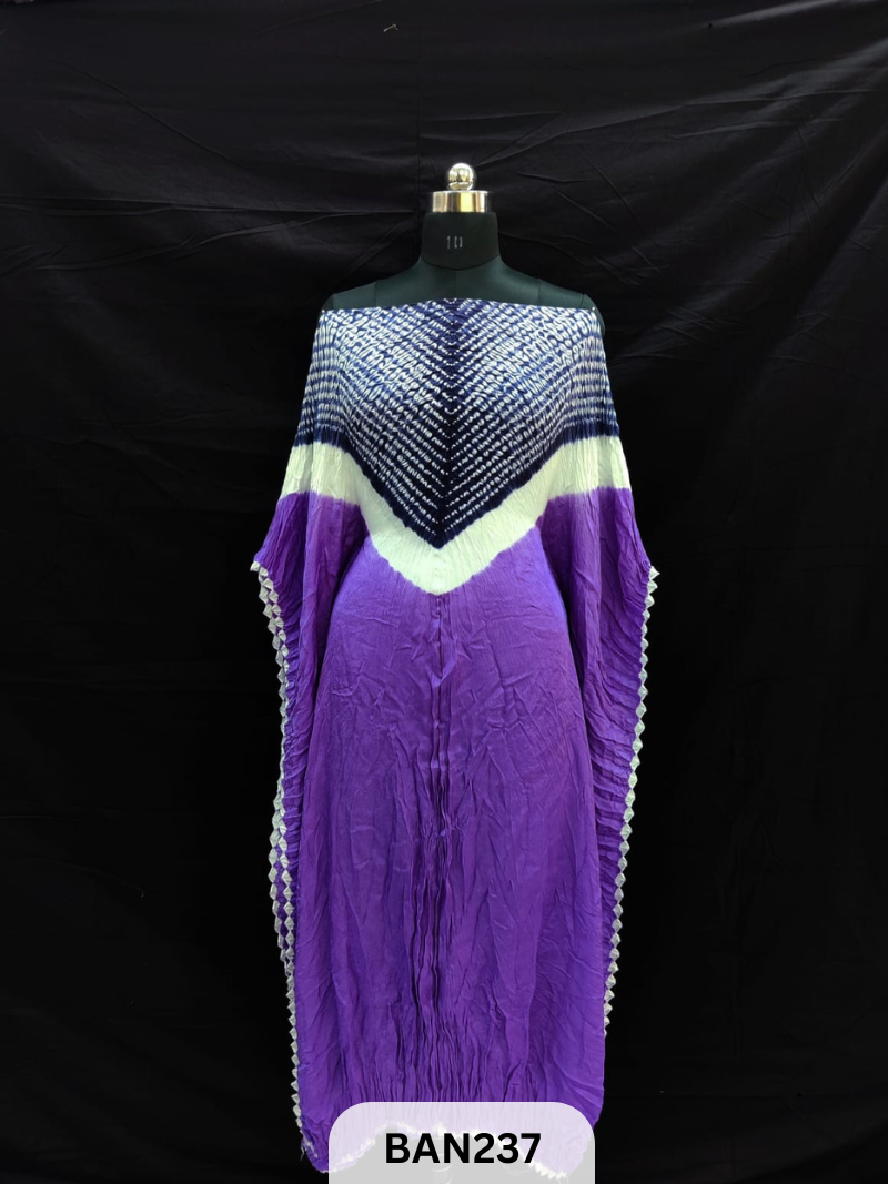 SEMI GAJI SHIBORI VIMKO PLAIN 2D EDGING UNSTITCHED KAFTAN