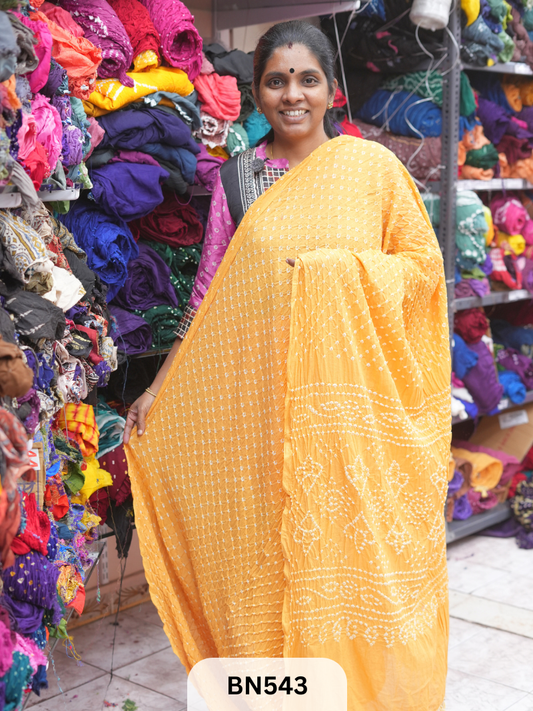 MUL COTTON HEAVY BANDHEJ SAREE WITH JARI TUSSLES