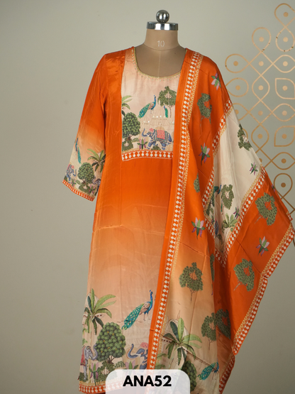 Pure muslin silk 3 pcs salwar set
