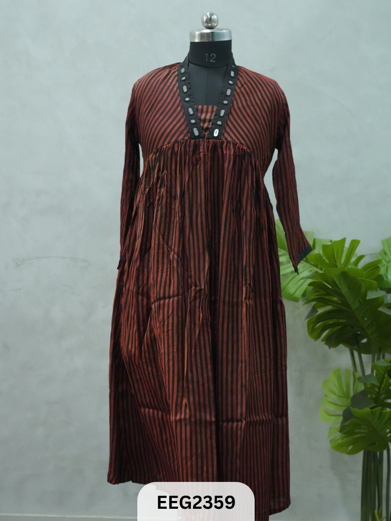 MODAL KUTCH MIRROR WORK WEAR STRIPES