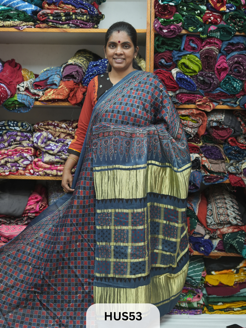 VISCOSE AJRAKH WITH GHARCHOLA PALLU