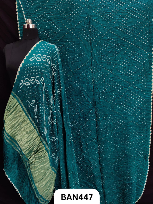 Semi Gaji Silk Tissue Pallu Choras Bandhej Saree With Edging