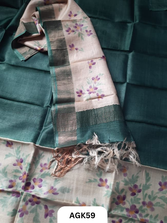Premium Tussar Silk Hand-Painted Salwar Set – Silk Mark Certified