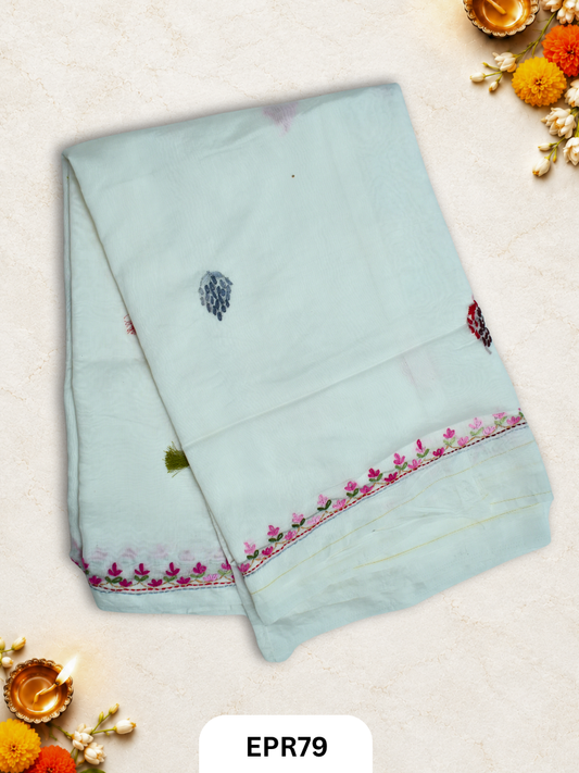 Mul Chanderi Lambani Embroidery Saree
