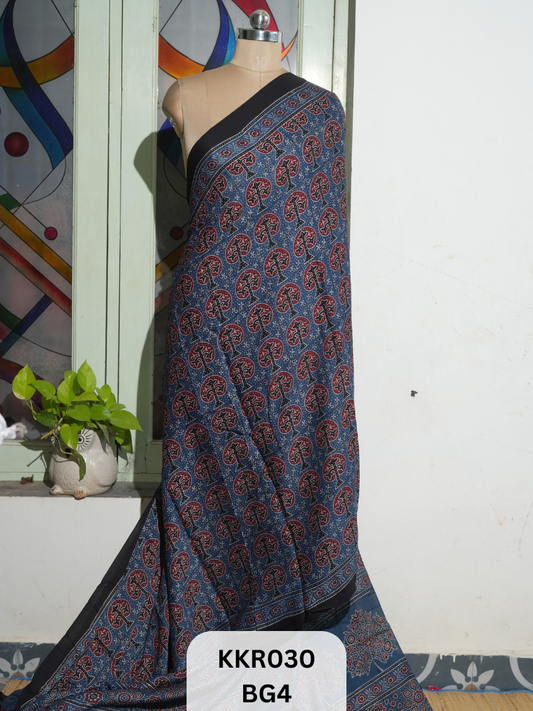 AJRAKH MODAL SAREE | BLOCK PRINT