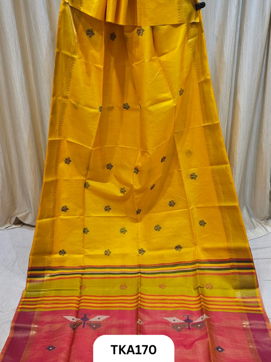 Pure Bishnupuri Katan Kalakshetra Silk – Handwoven Saree