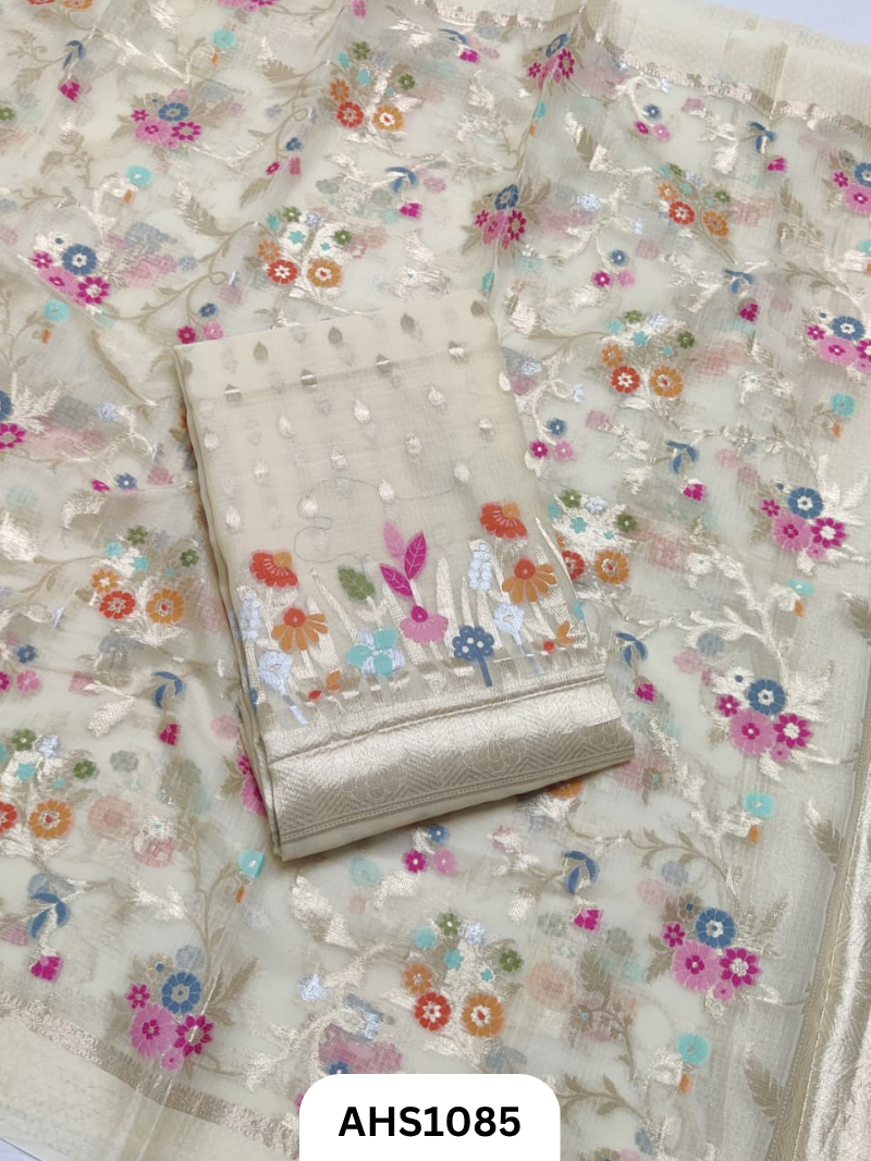 Pure Silk Kota Weaving Two Piece Dress Material  Heavy Weaving Dupatta & Kurta
