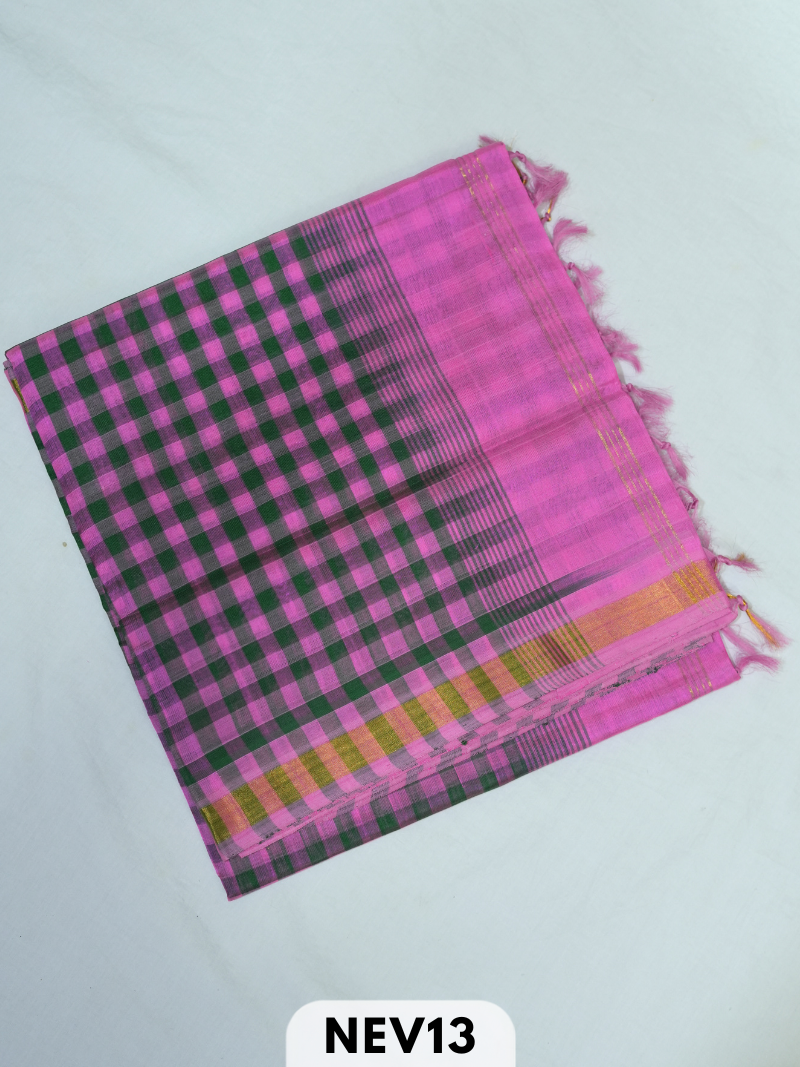 PALUM PAZHAMUM CHECKS SILK COTTON SAREE