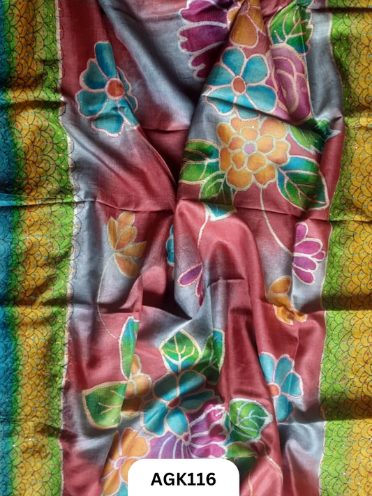 SPECIAL HANDBLOCK HEAVY KANTHA SAREE