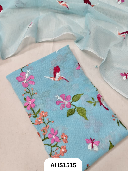 Kota Cotton Embroidery Work Dress Material