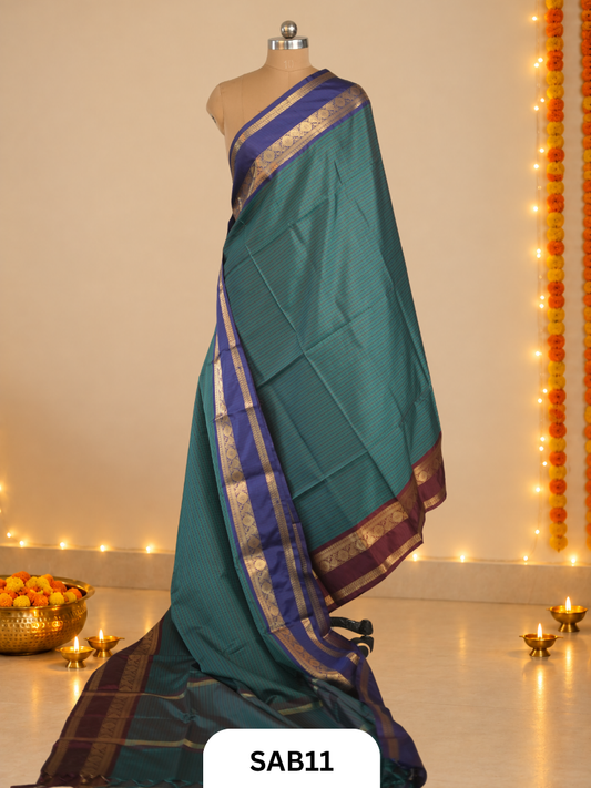 Kasa Kasa Checks With Ganga Jamuna border Saree - RAMA