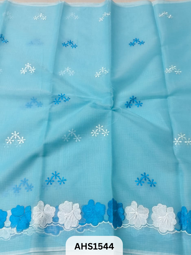 Kota Cotton Embroidery Work Saree With Blouse