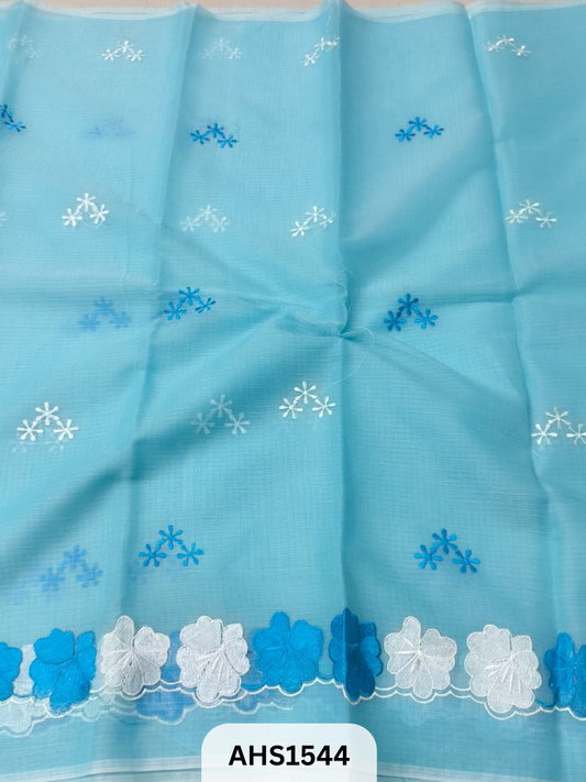 Kota Cotton Embroidery Work Saree With Blouse