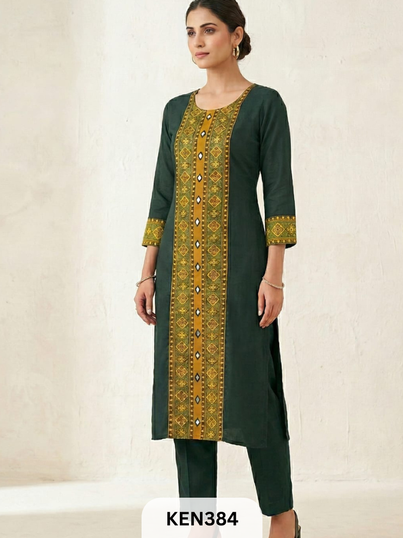 MASHRU PANEL & MIRROR WORK KURTI