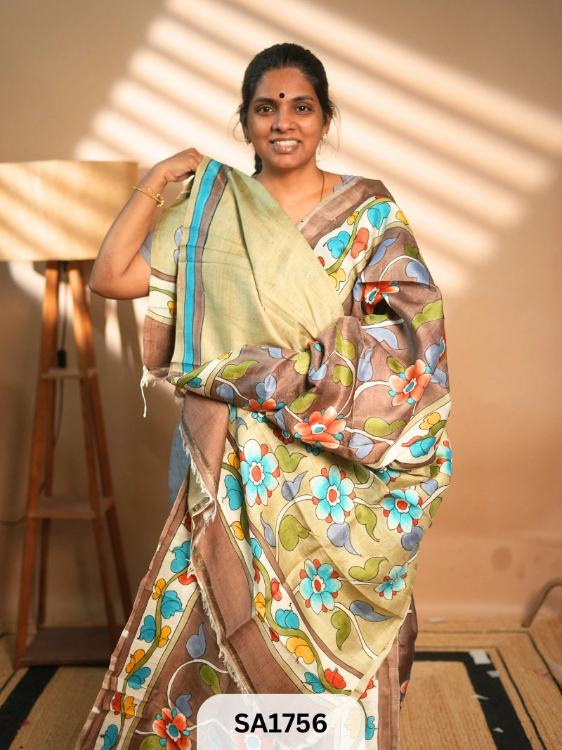 MURSHIDABAD SILK SAREE HAND PAINTED